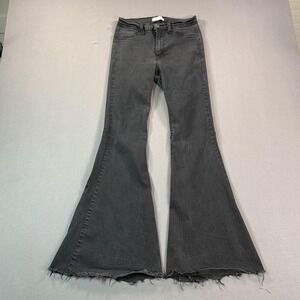 Judy Blue Jeans Juniors 3/26‎ (26x31) Black Mid Rise Flare Raw Hem Stretch Denim